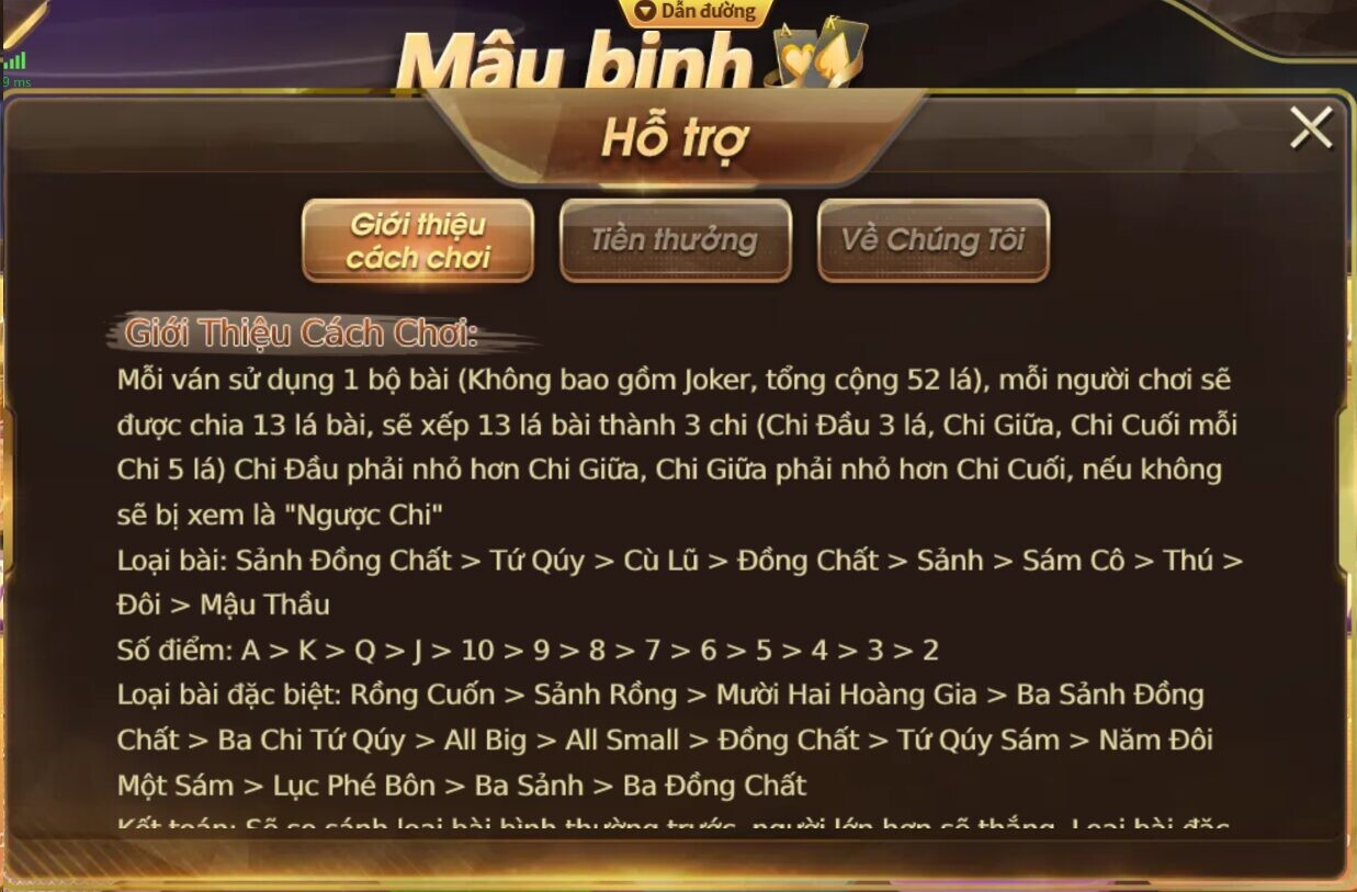 Luật chơi cơ bản của game bài mậu binh 