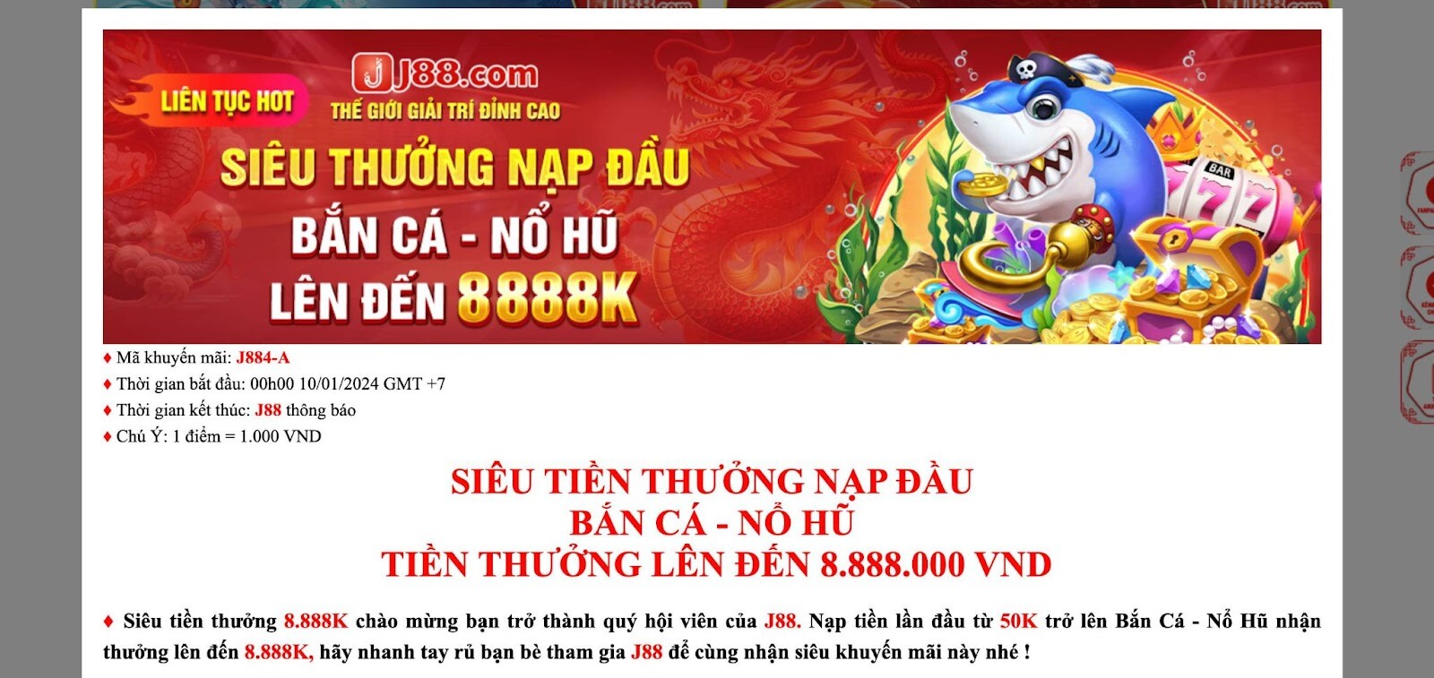 Khuyến mãi J88 cho người đăng ký tài khoản