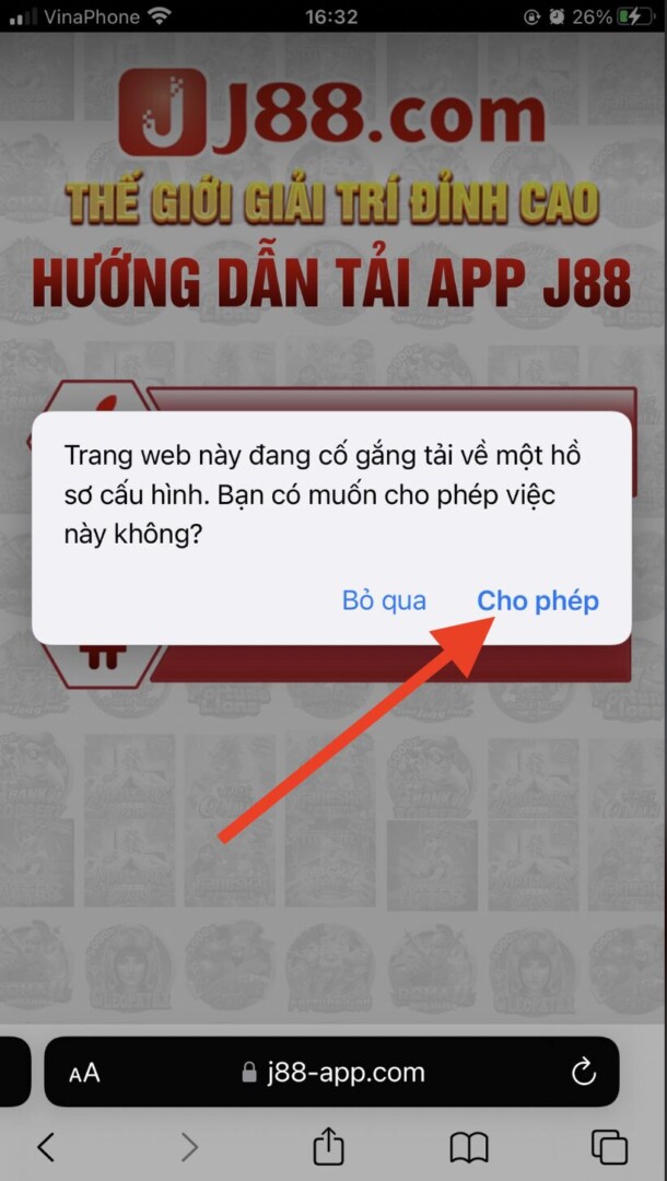 Bấm chọn Cho phép